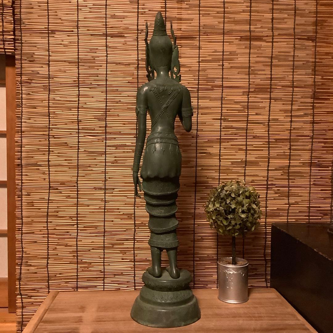 古玩・ビルマ期「女神像」土着信仰・ミャンマー・ダーミカラマ・ビルマ寺院・唐金