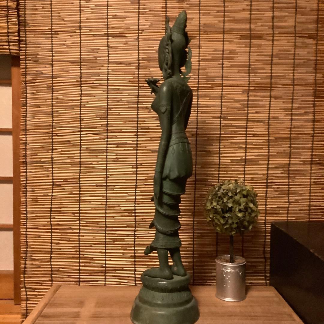 古玩・ビルマ期「女神像」土着信仰・ミャンマー・ダーミカラマ・ビルマ寺院・唐金