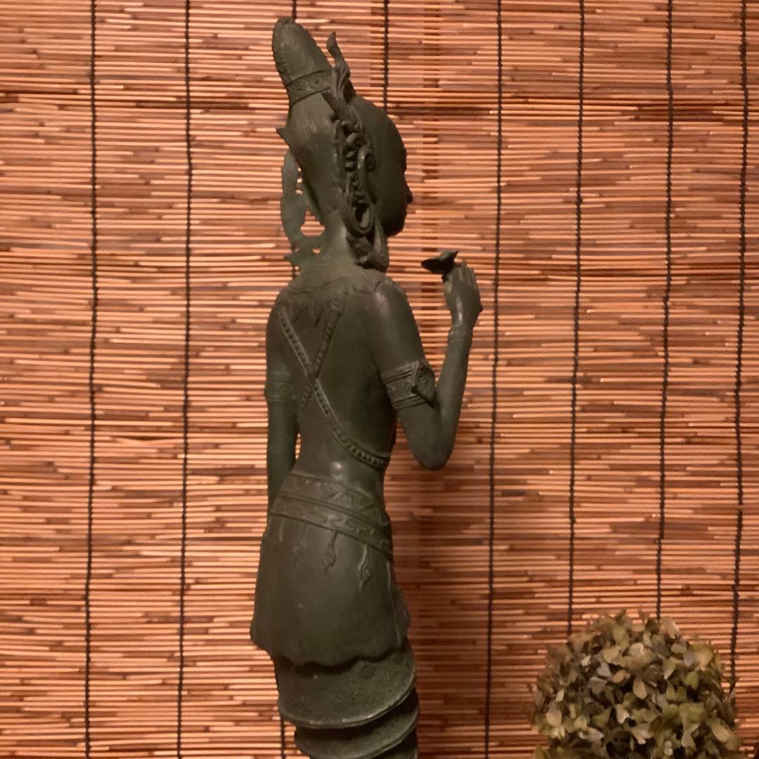 古玩・ビルマ期「女神像」土着信仰・ミャンマー・ダーミカラマ・ビルマ寺院・唐金