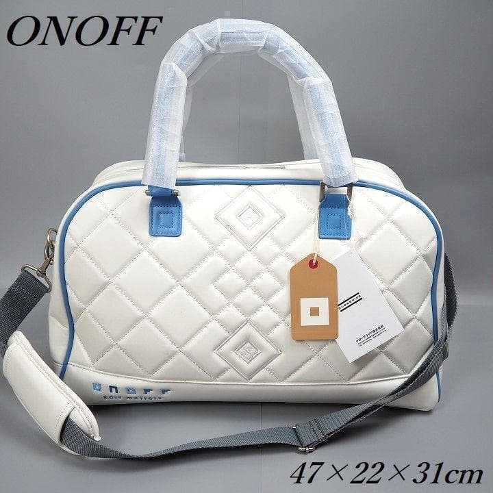☺︎　新品 オノフ ゴルフ ボストンバッグ シューズ収納ポケット付き 白/青