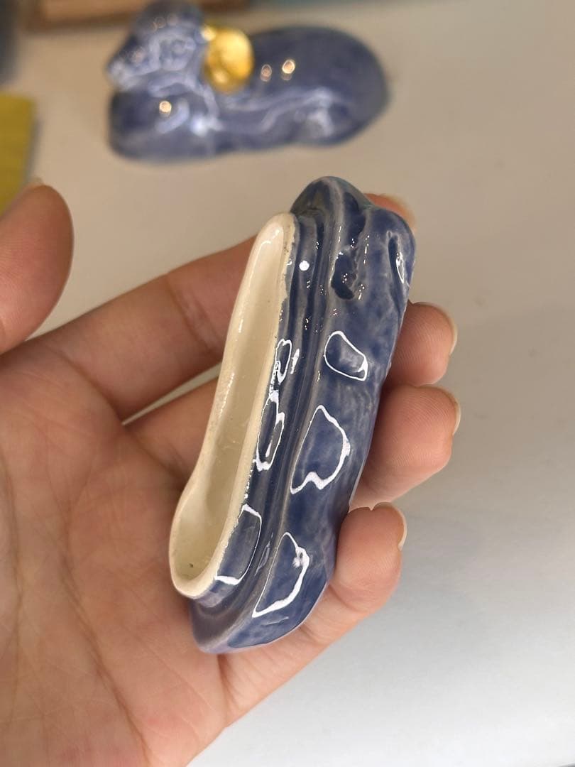 京焼 中村翠嵐 交趾 干支未 羊香合 金彩耳 共箱付 共布付 美品