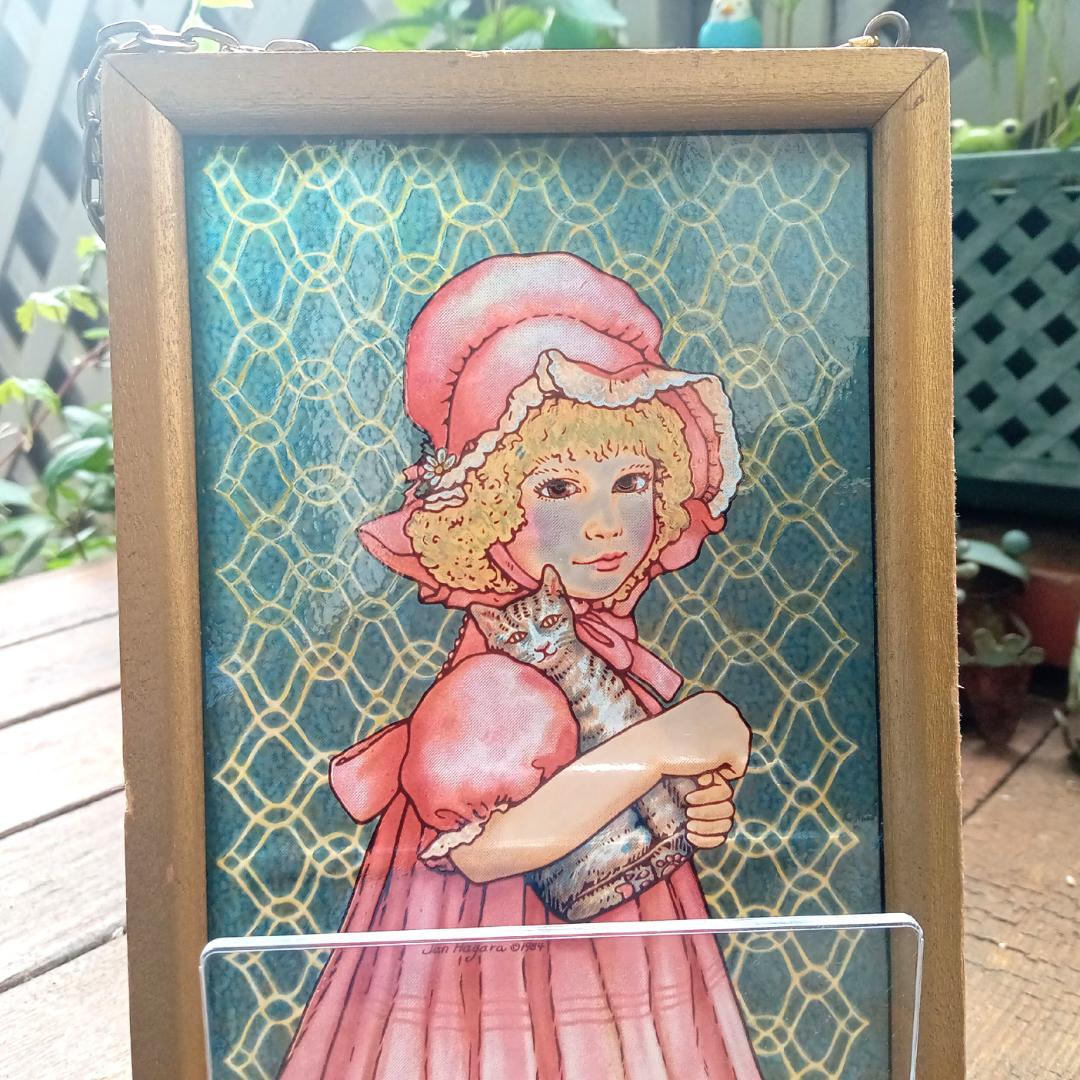 新品ジャン・ハガラ ステンドグラス 少女とお人形 ローレル グラスマスターズ社