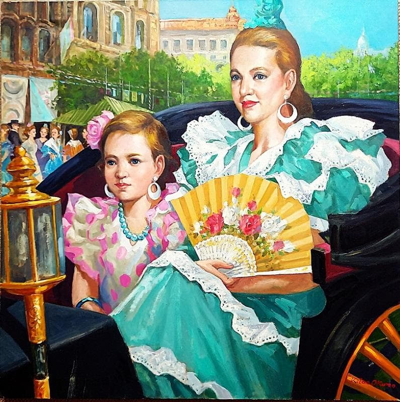 二元会常任委員審 奥野北雄 二元会総理大臣賞 油彩画直筆　S20号　額なし