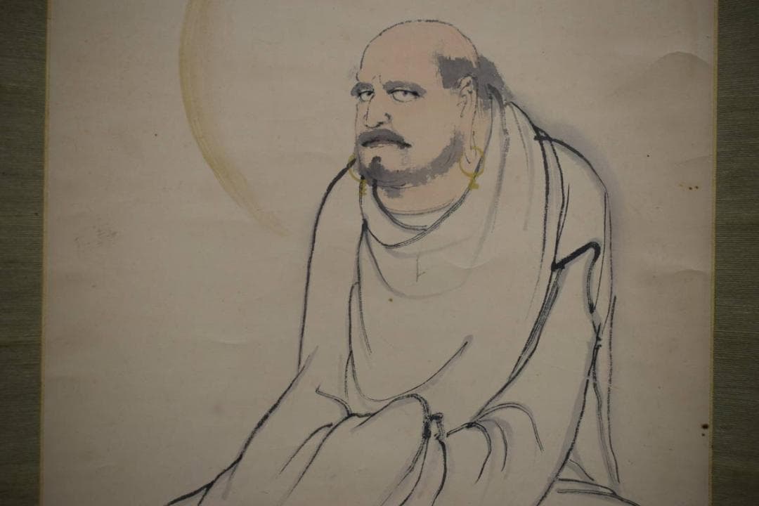 真作/織田観潮/達磨図/桐共箱付/布袋屋掛軸HH-963