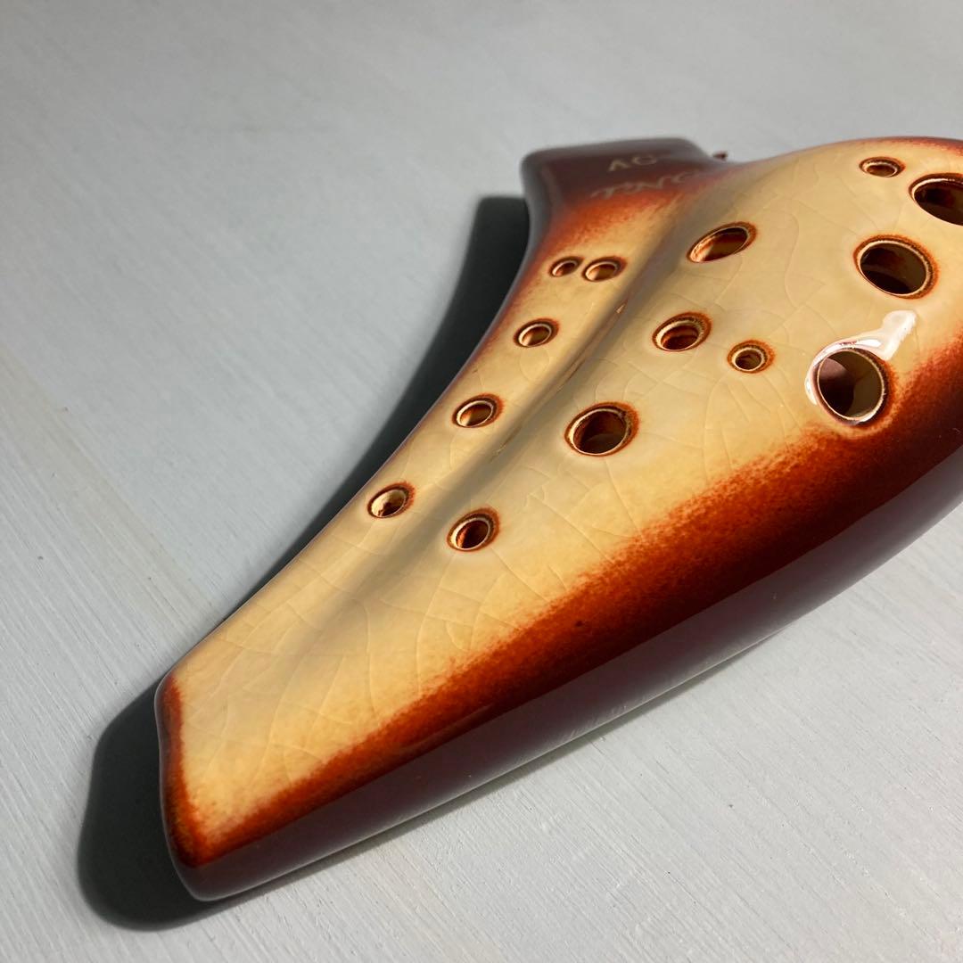 【新品未使用】TNGオカリナ ダブル アルト C管 ブラウンオレンジ