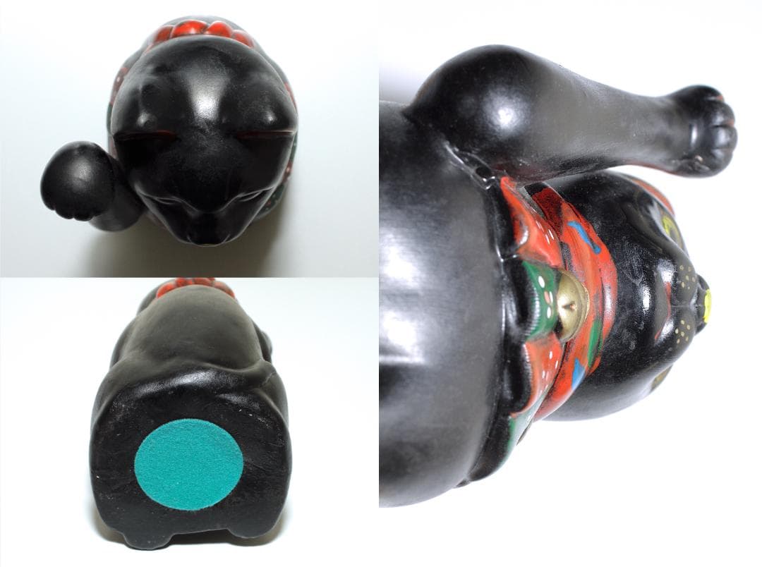 戦前-昭和 九谷焼 黒猫 招き猫