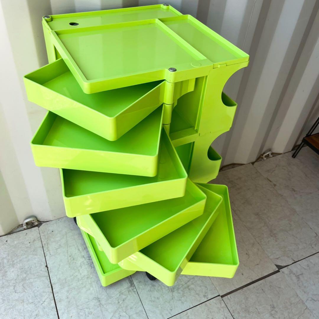 取付無料！B-LINE ボビーワゴン 4段6トレイ ライムグリーンラック✨