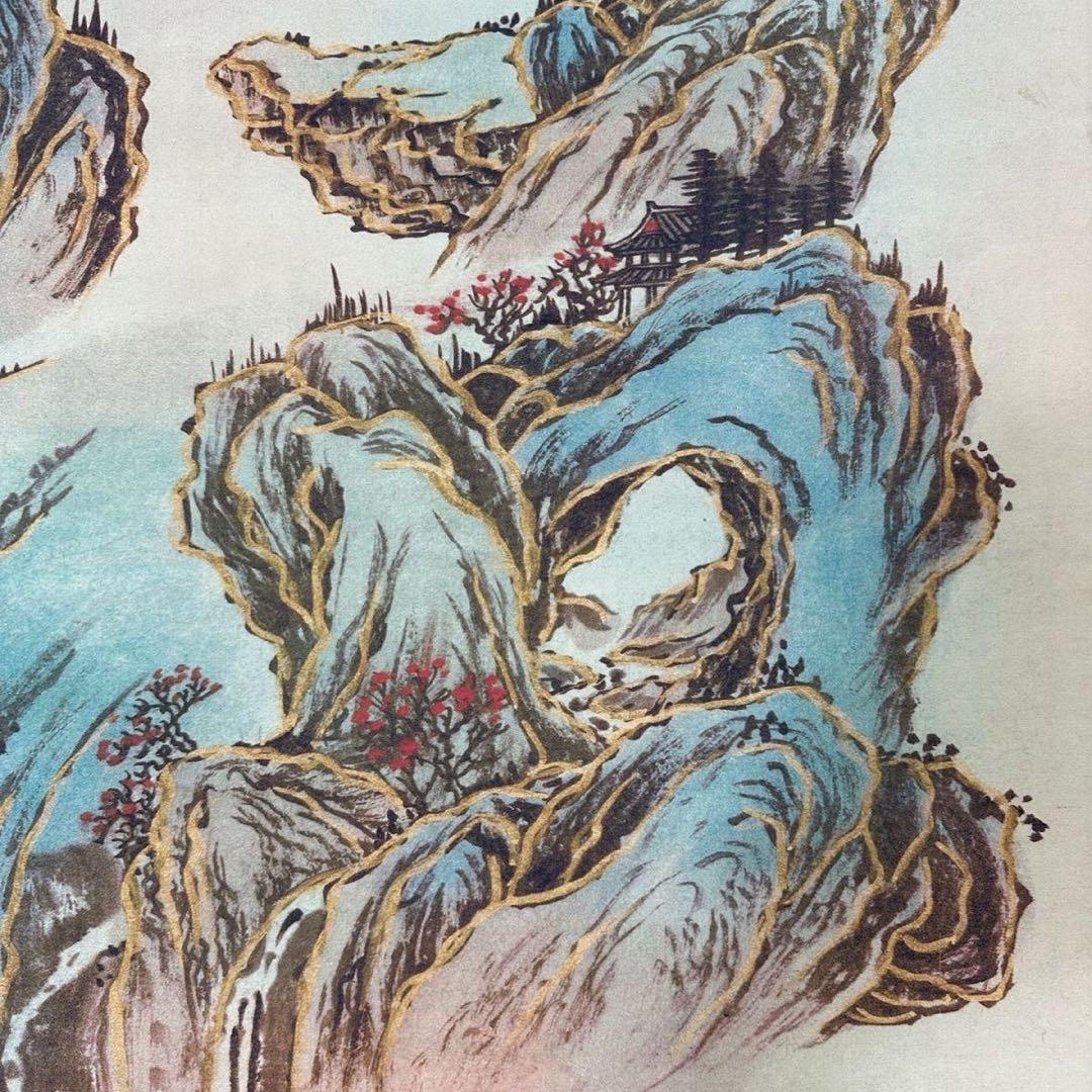 張大千 山水画 掛け軸 中堂 福満乾坤 中国画 サイズ：70×173cm