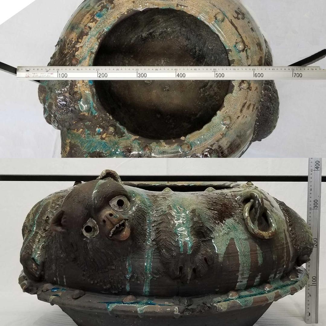 ★ 狸 火鉢 径73～77cm 信楽焼 焼きキズ有り★