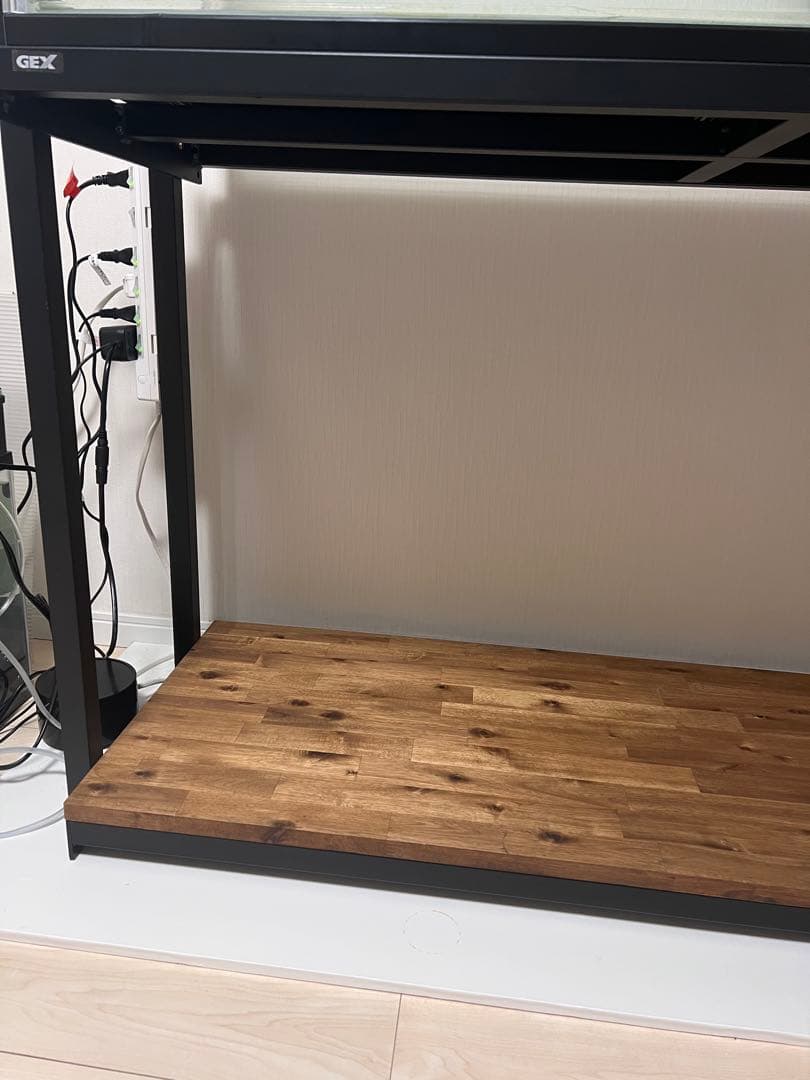 GEX スチール台 幅120cm奥行45cm水槽対応 アカシア木材棚設置加工