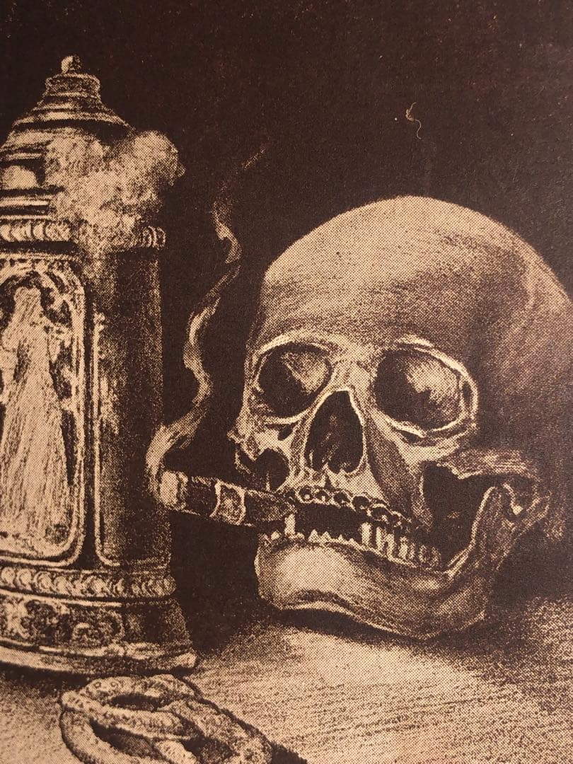 アンティーク1900s スカル　髑髏　骸骨 ポストカード　ビンテージ　死神　骨董