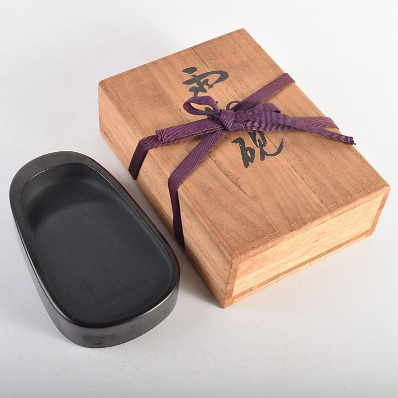 書道具　栄寿堂硯本舗　山下芳石作　雨畑硯　共箱　C　R8786