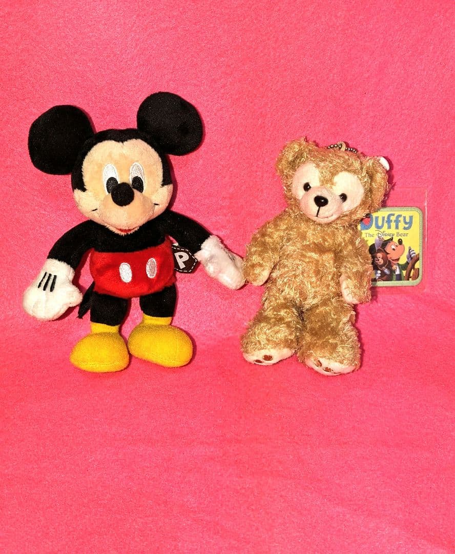 ♡美品♡ディズニー♡ミッキー＆ミニー♡ぬいぐるみマスコット＆ぬいぐるみピンバッジ