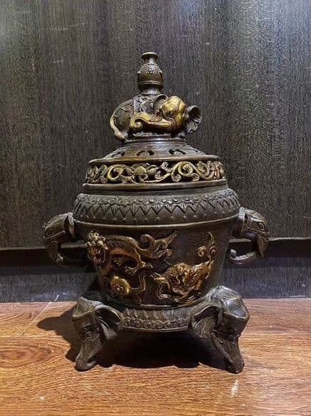 銅器 仏教 香炉 法器 古美術 コレクション品 銅製 工芸品 彫刻装飾品置物