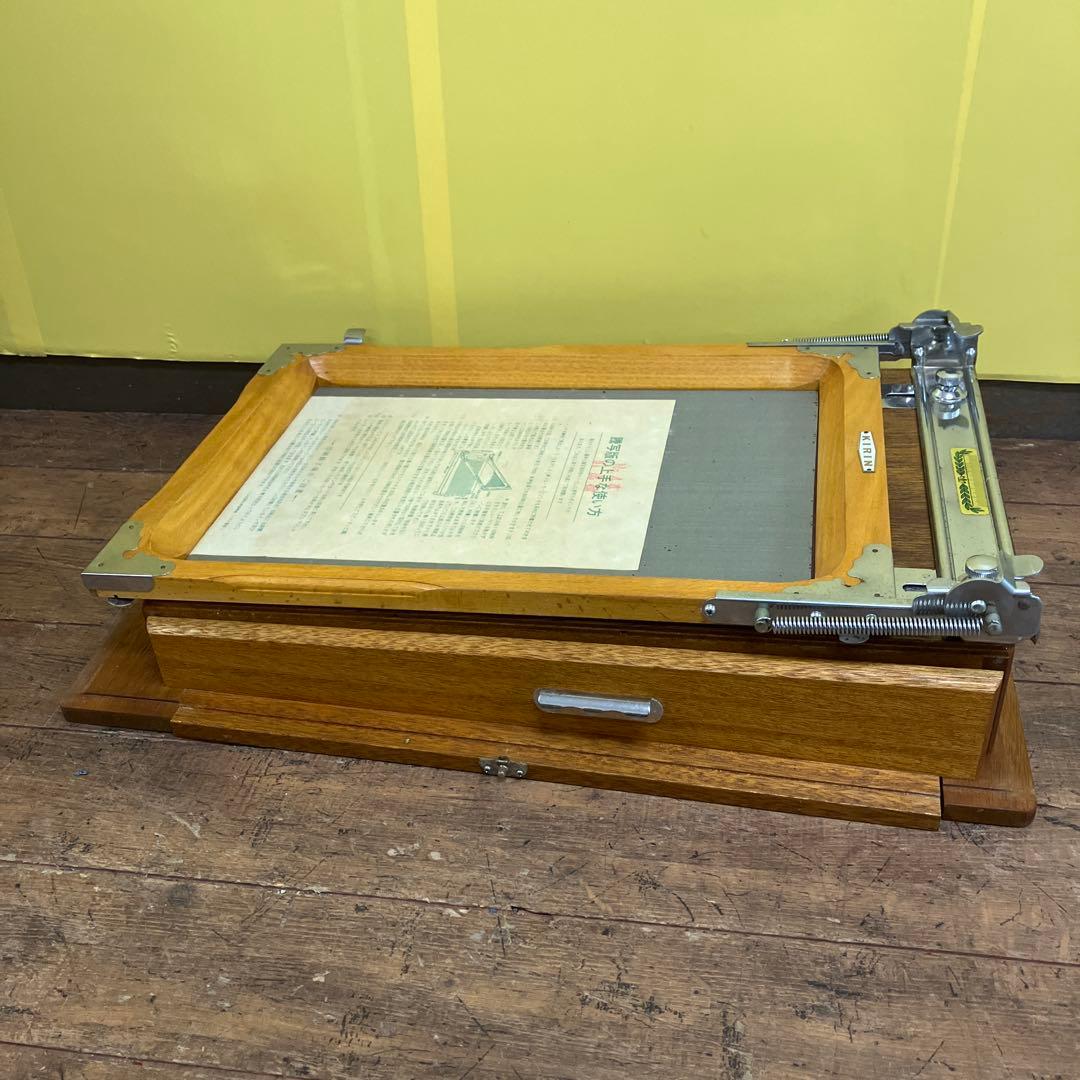 3F 希少 昭和レトロ キリン 謄写版 ガリ版 印刷機 元箱 説明書付き