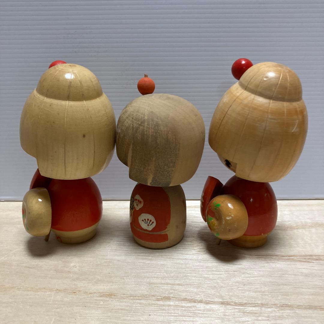 E-壁 昭和レトロ こけし 卯三郎 創作こけし 近代こけし 3体セット まとめ