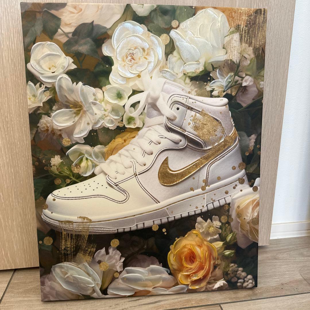 Nike Air Jordan 1 ホワイト/ゴールド★海外アート★
