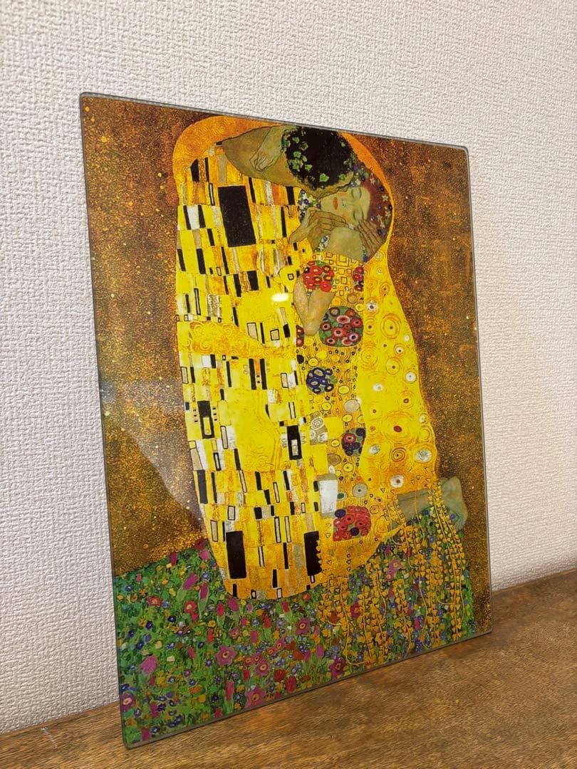 【限定値下げ】アートパネル接吻 グスタフ・クリムト ガラス板アートインテリア
