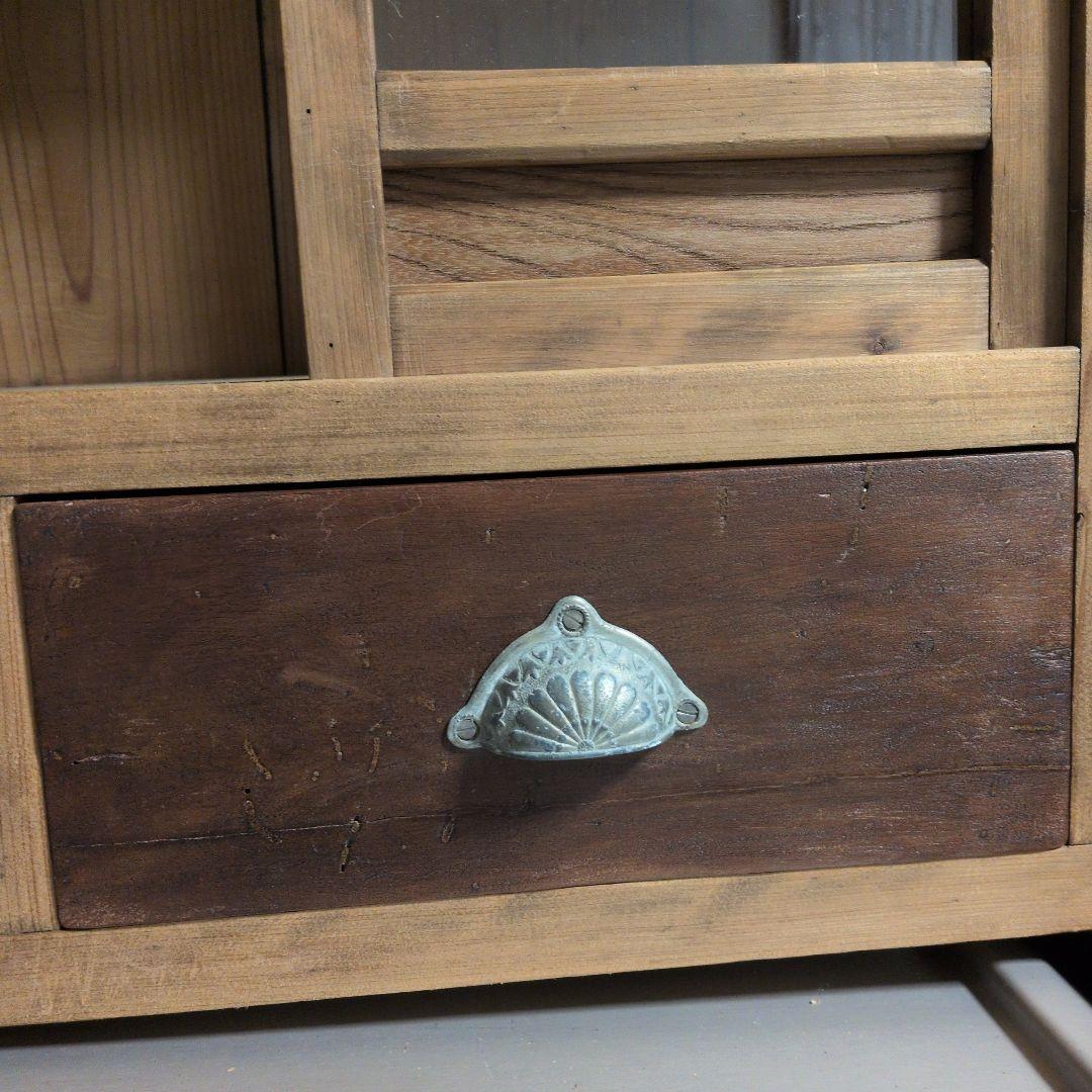 ブロカント古道具ビィンテージキャビネット ガラス扉付き