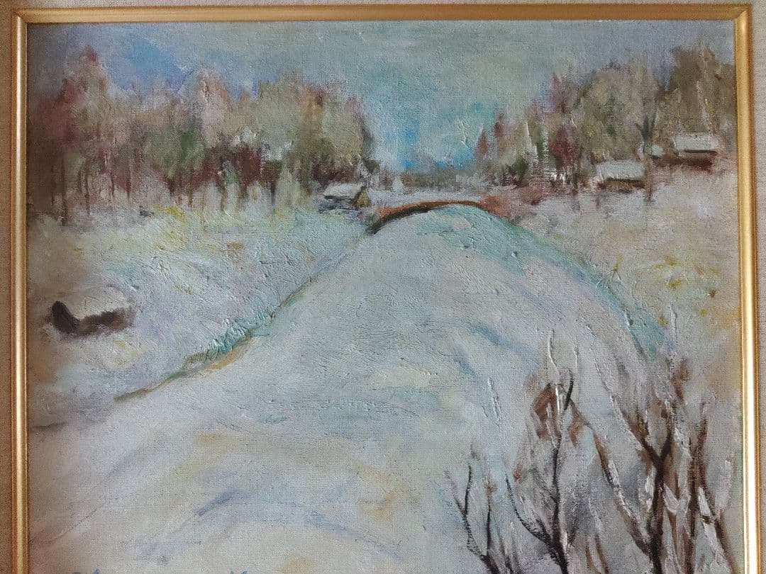 神野正保画伯　白亜会会員　大山雪河原　油彩画　油絵　優しい絵画　暖かみのある絵