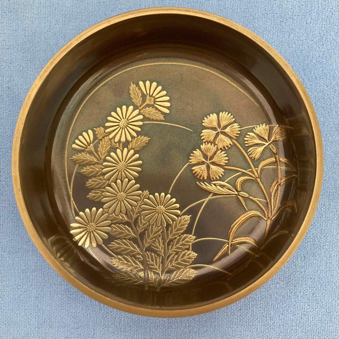 棗　内蒔絵　花　秋峰　漆塗り