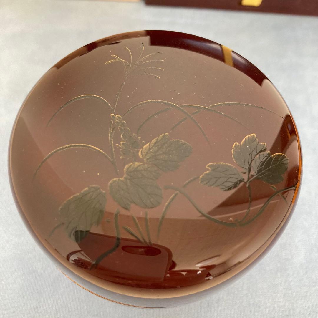 棗　内蒔絵　花　秋峰　漆塗り