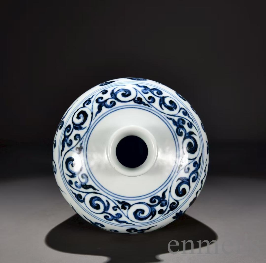 中国古美術・明代・永楽年製・青花磁・梅瓶・花瓶・壺型・唐物・古玩・陶磁器・青白磁