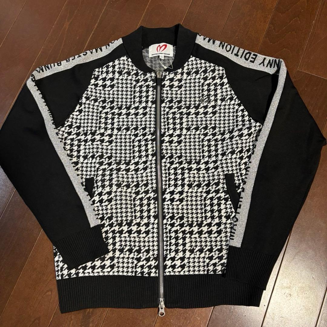 マスターバニー14G 天竺度詰めジャガード千鳥柄ブルゾン黒×白サイズ1