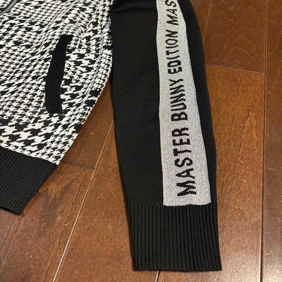 マスターバニー14G 天竺度詰めジャガード千鳥柄ブルゾン黒×白サイズ1