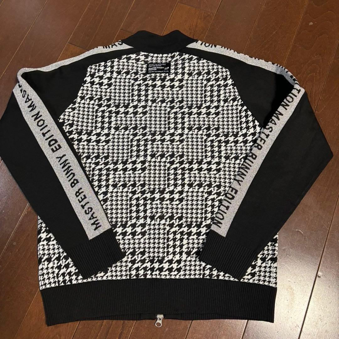マスターバニー14G 天竺度詰めジャガード千鳥柄ブルゾン黒×白サイズ1