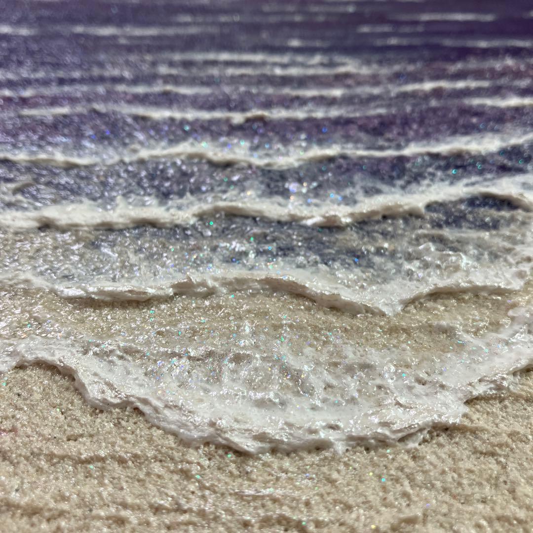 絵画　アクリル画　原画　星降る月夜に願う　海　星月夜　テクスチャーアート　S.I