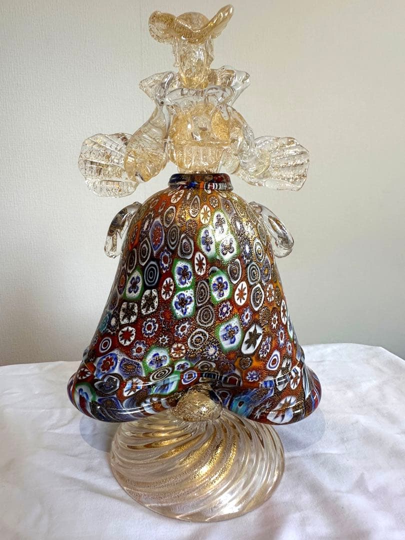 ムラーノ/ベネチアングラス/金彩/大型 フィギュリン/2体