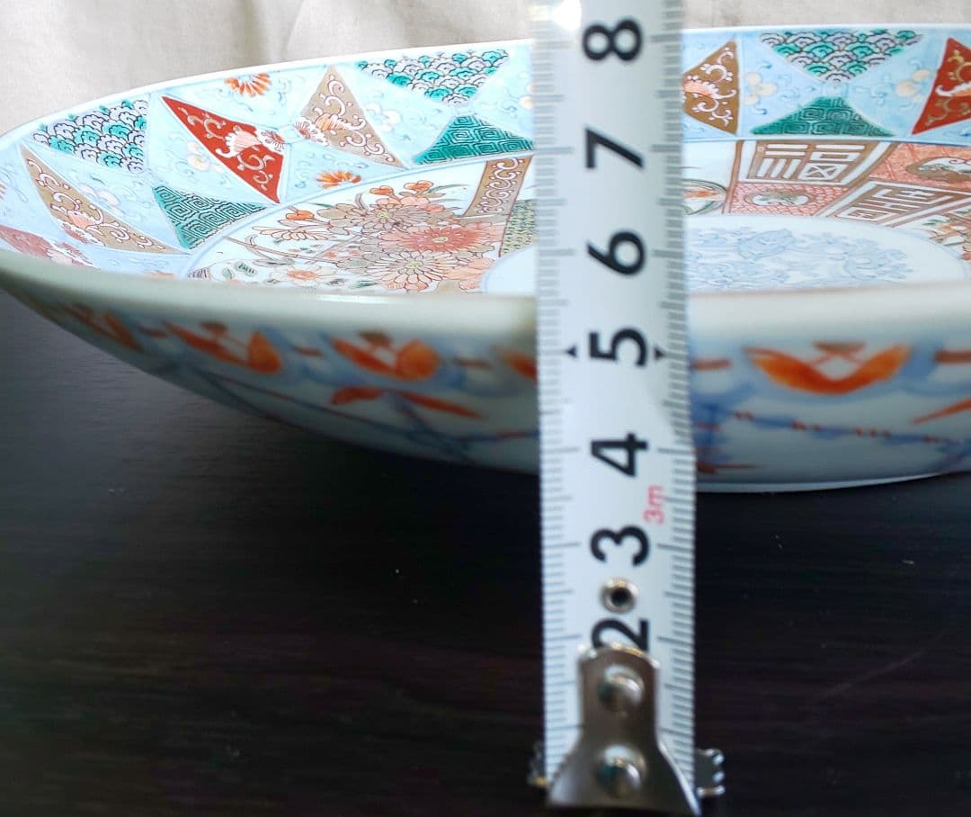 古伊万里 江戸時代中期 多彩な花柄の陶器の皿