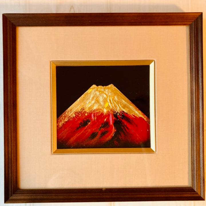 金箔　赤富士　開運　アート　【額縁つき】