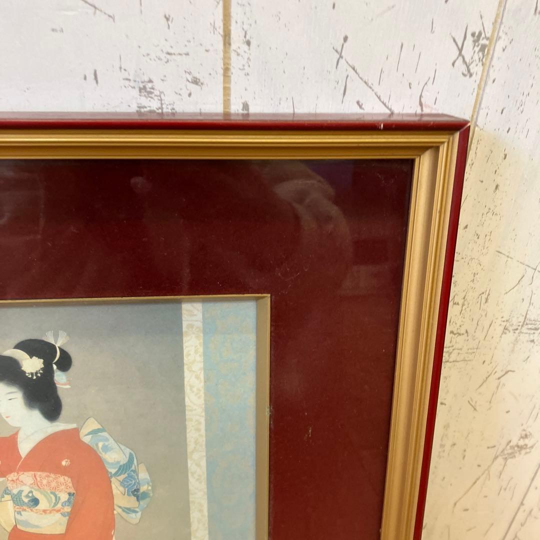 昭和レトロ 上村松園 芸妓 序の舞 リトグラフ 日本画 絵画 額縁 額装 美術