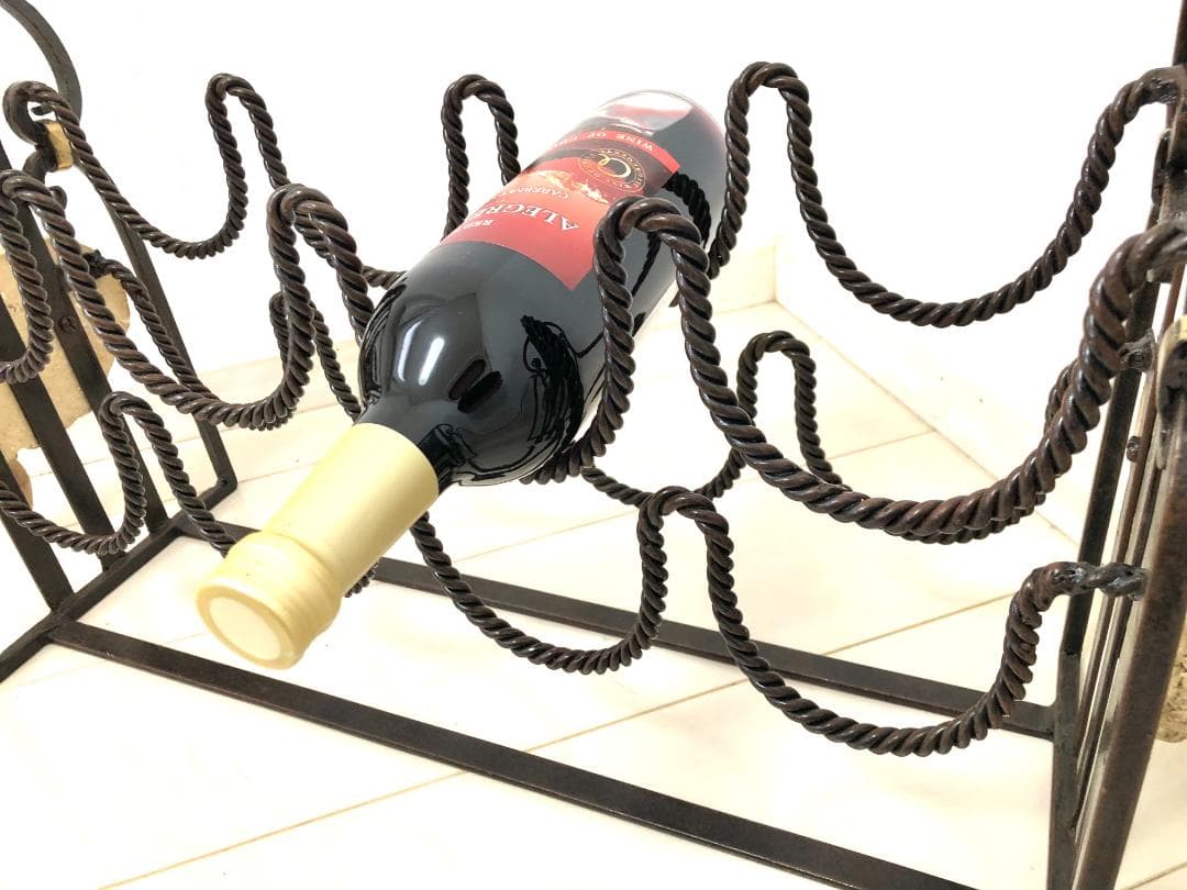 【レア・アンティーク】アイアンラック 石像彫刻 ワインラック 8本収納可 象顔