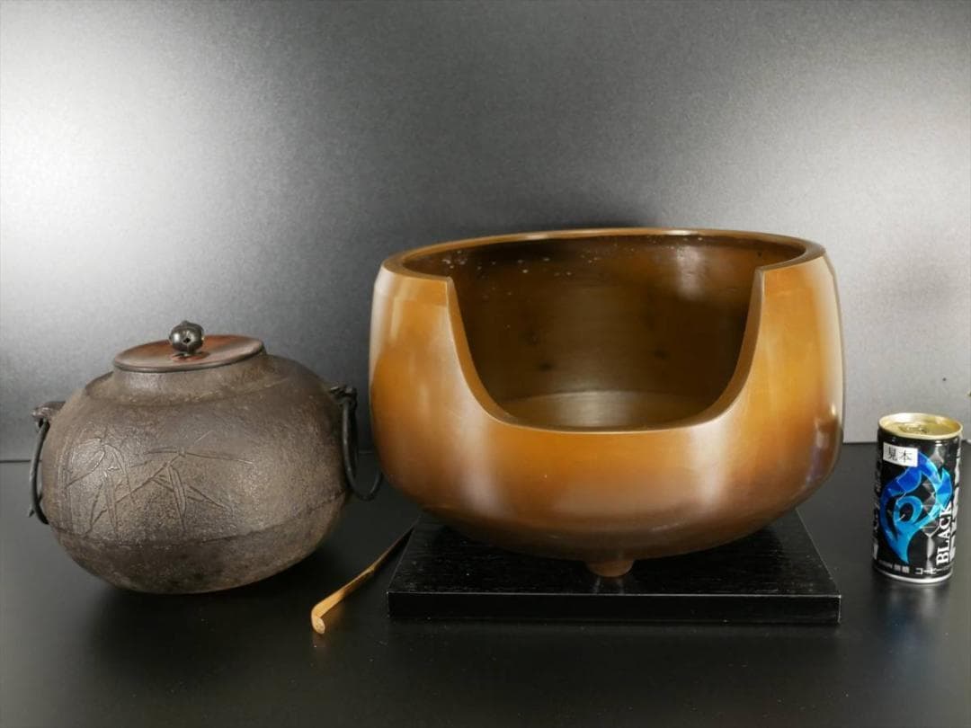 限定値下　面取風炉＆釜セット　桐箱入り　とても重い　3055