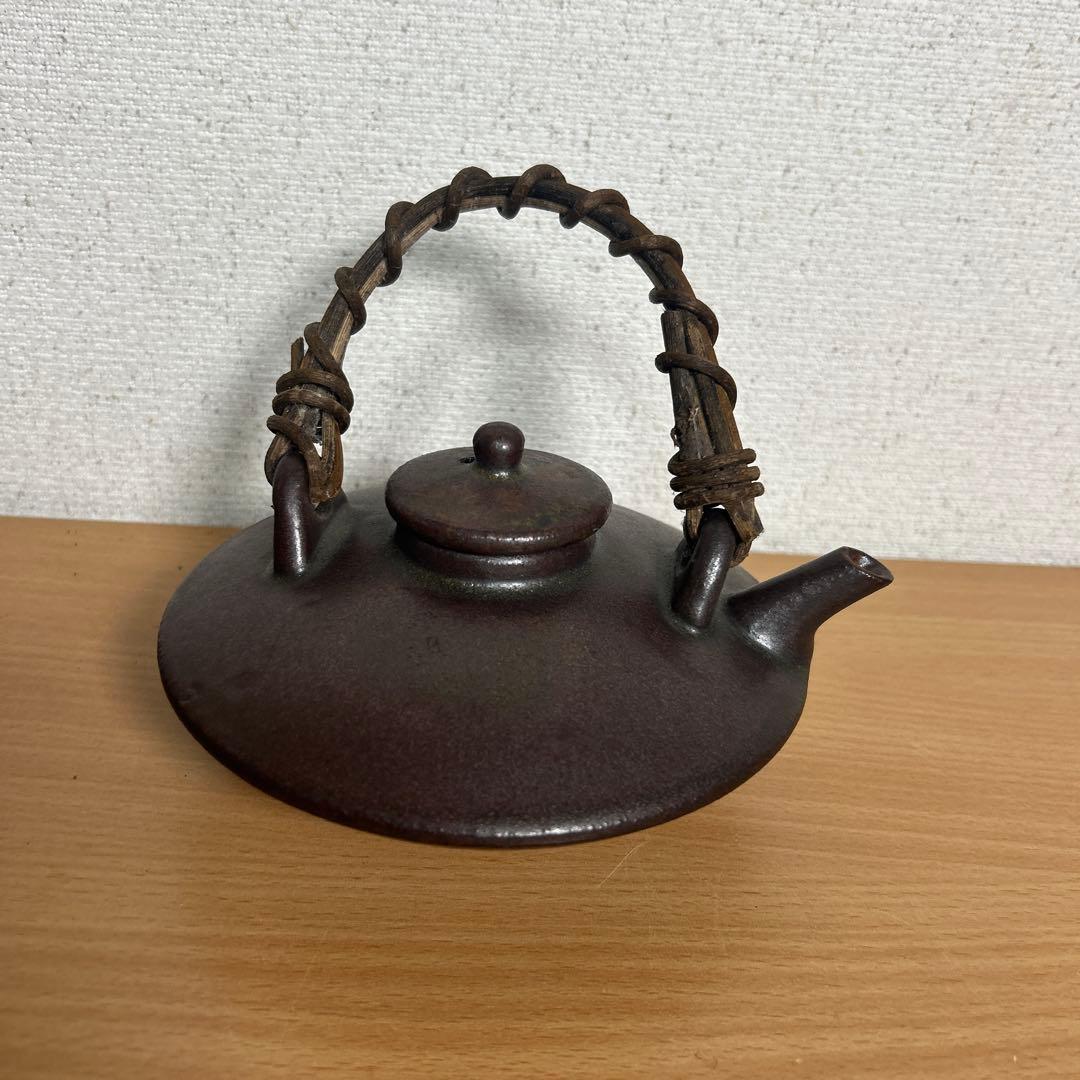 自宅保管品　黒薩摩の銚子　急須　 銘　柿