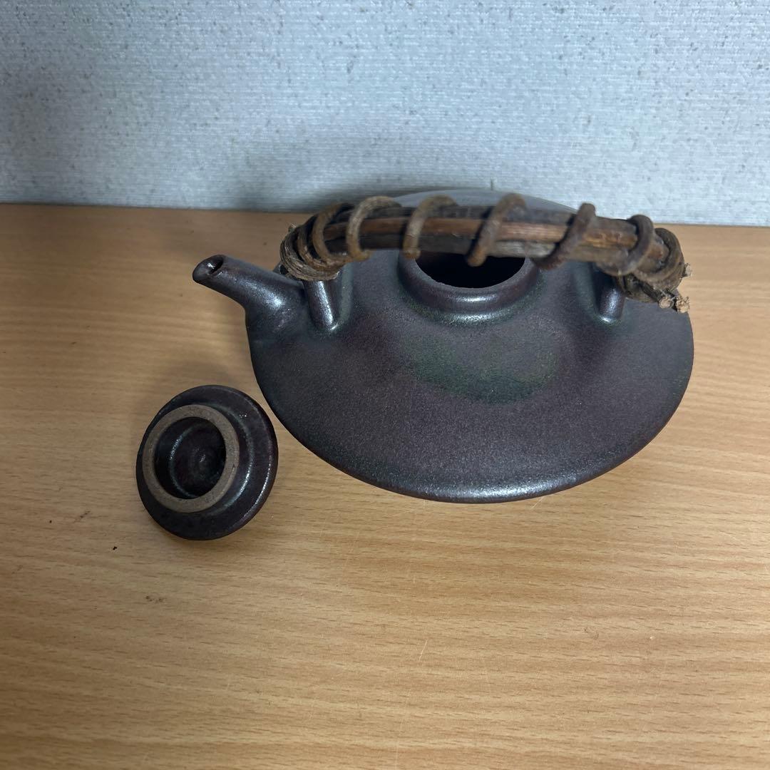 自宅保管品　黒薩摩の銚子　急須　 銘　柿