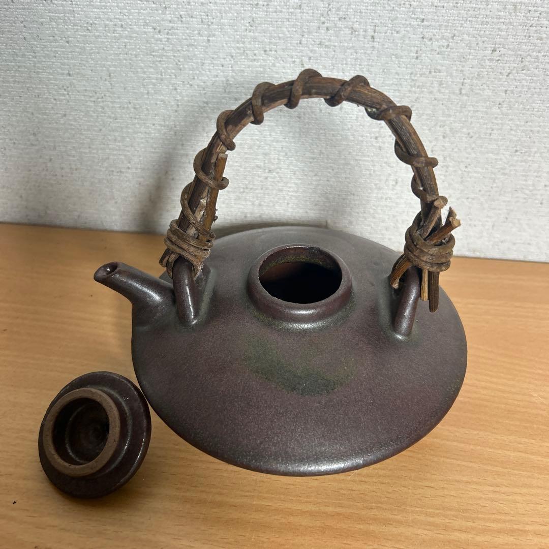 自宅保管品　黒薩摩の銚子　急須　 銘　柿