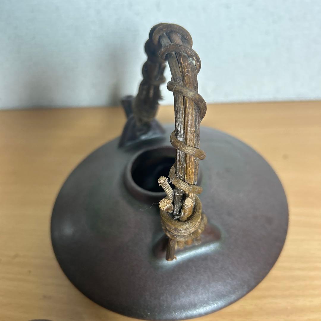 自宅保管品　黒薩摩の銚子　急須　 銘　柿