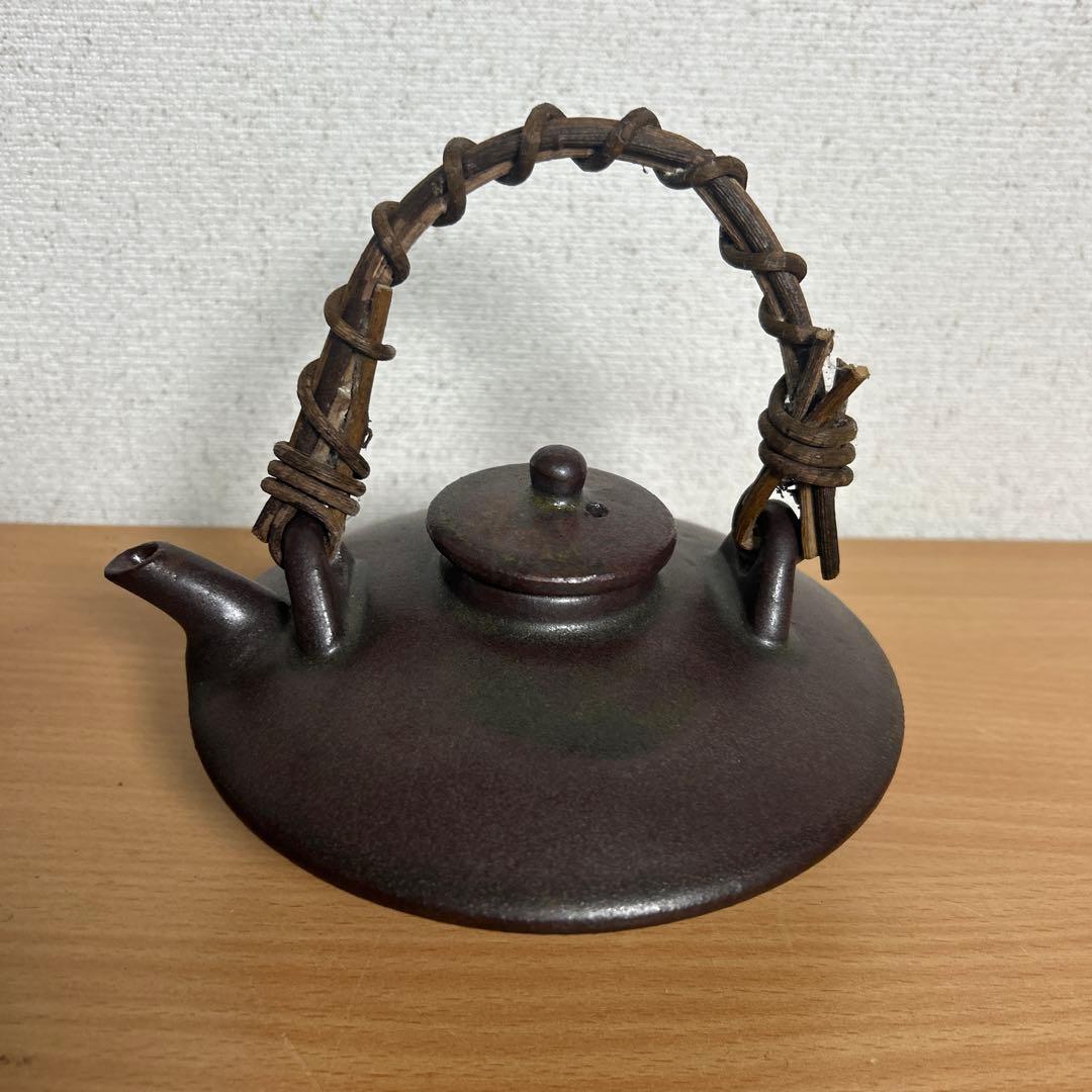 自宅保管品　黒薩摩の銚子　急須　 銘　柿