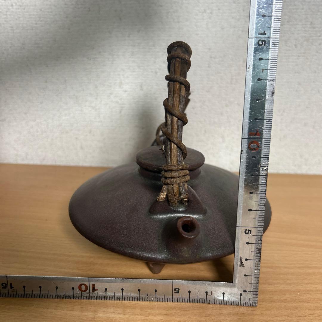 自宅保管品　黒薩摩の銚子　急須　 銘　柿