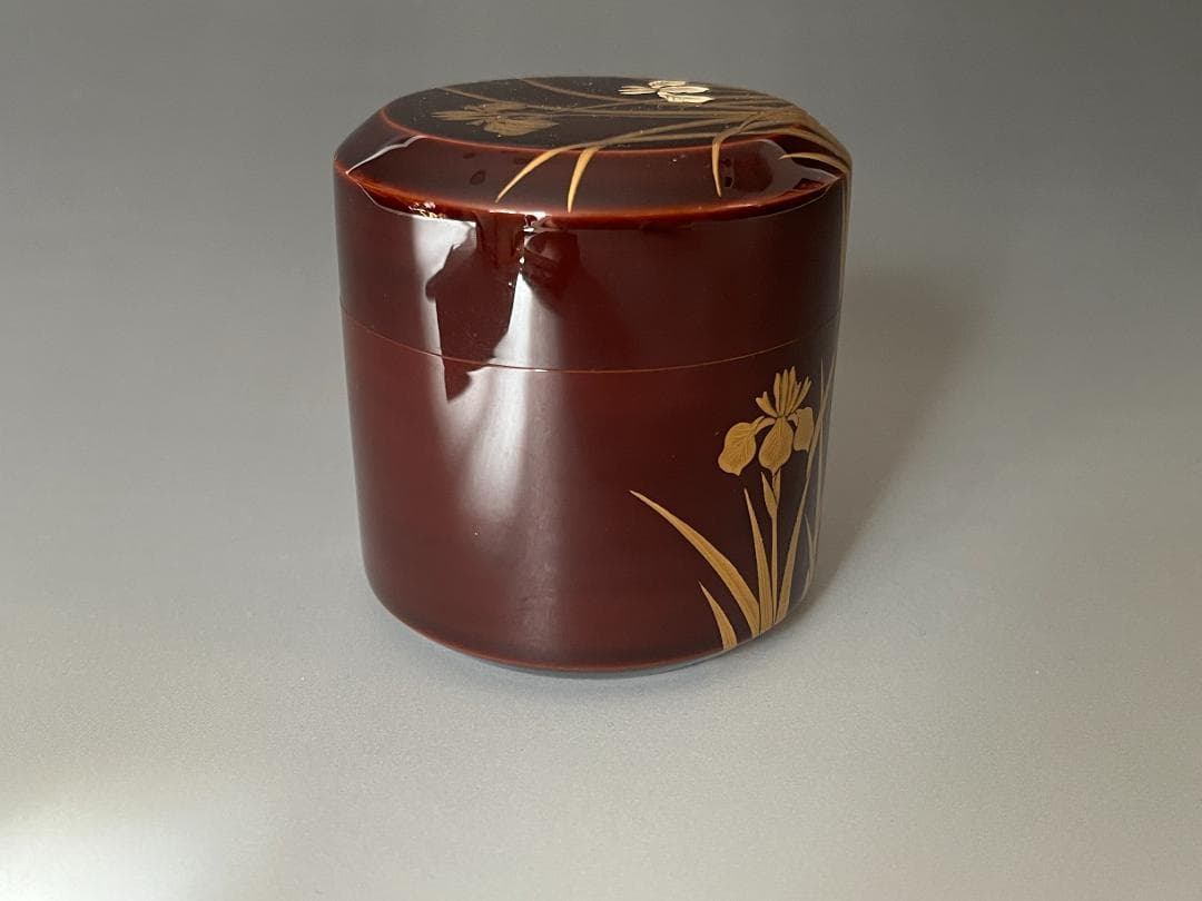 堀内宗完書付　菖蒲蒔絵　雪吹　宗尹作　茶道具　薄茶器　表千家