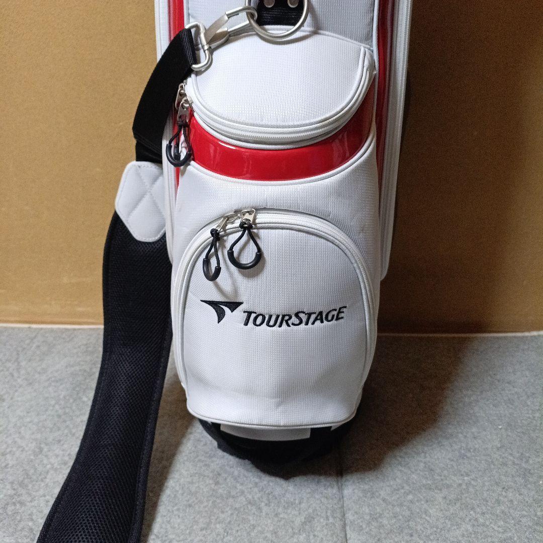 軽量 Tourstage キャディバッグ ホワイト/ブラック/レッド