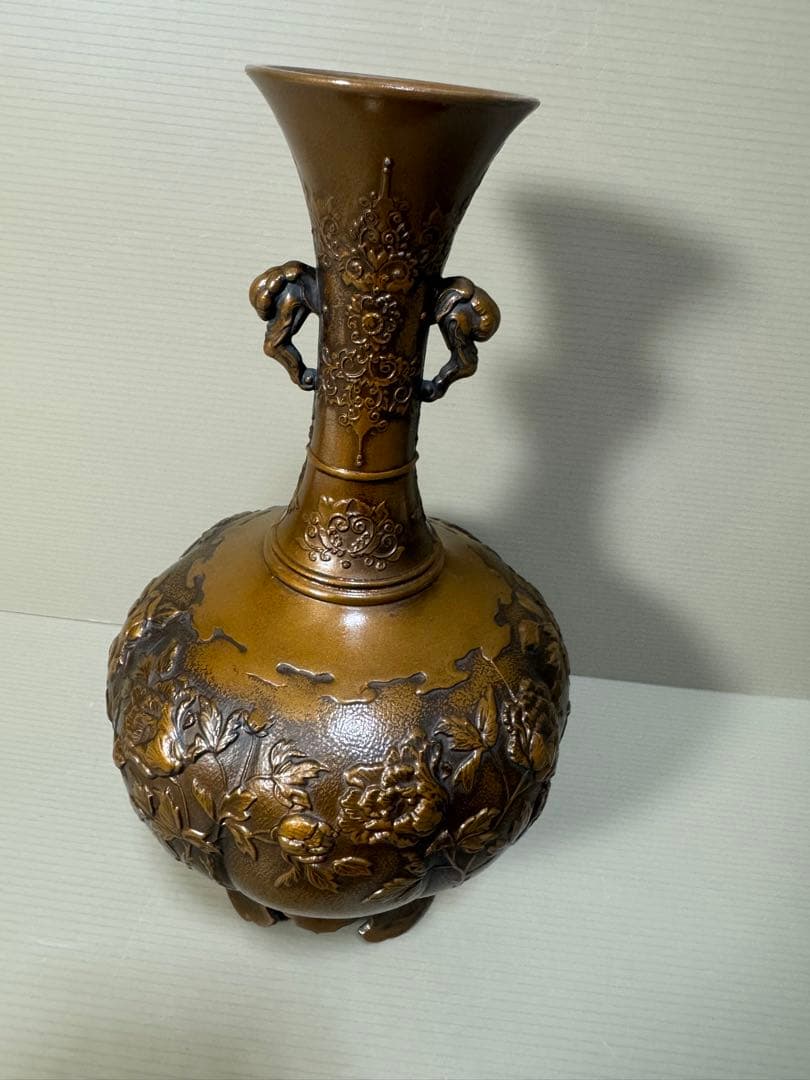 2307  高岡銅器★ 金工作家 村田宏　双耳花瓶