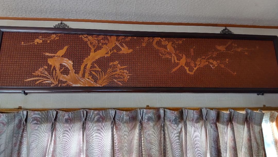 和風鳥の彫刻装飾品 182x40cm