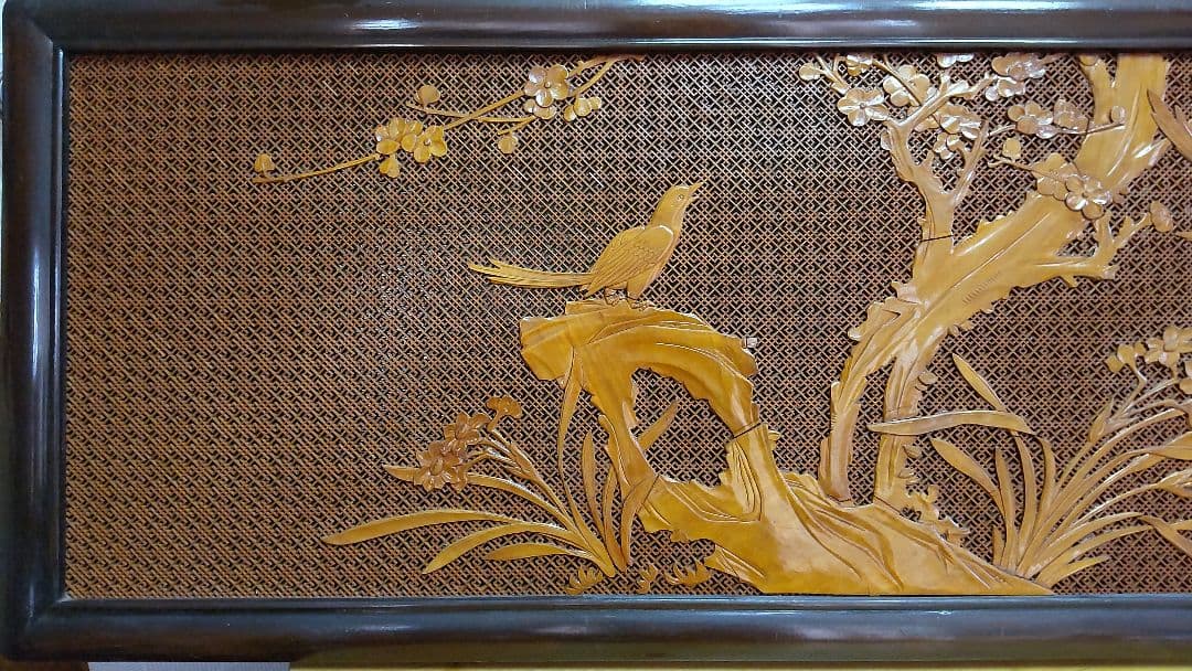 和風鳥の彫刻装飾品 182x40cm