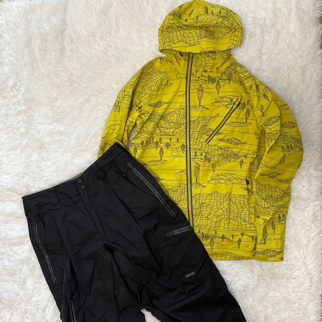 バートン ak セットアップ gore Tex 総柄 イエロー 2L 3L
