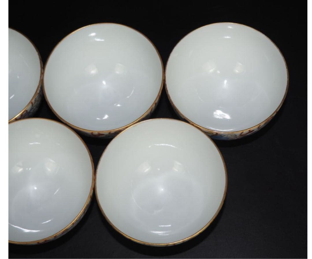 送料無料　明治時代 オールド香蘭社 / 香蘭社 総手書き染錦瓢箪文茶碗